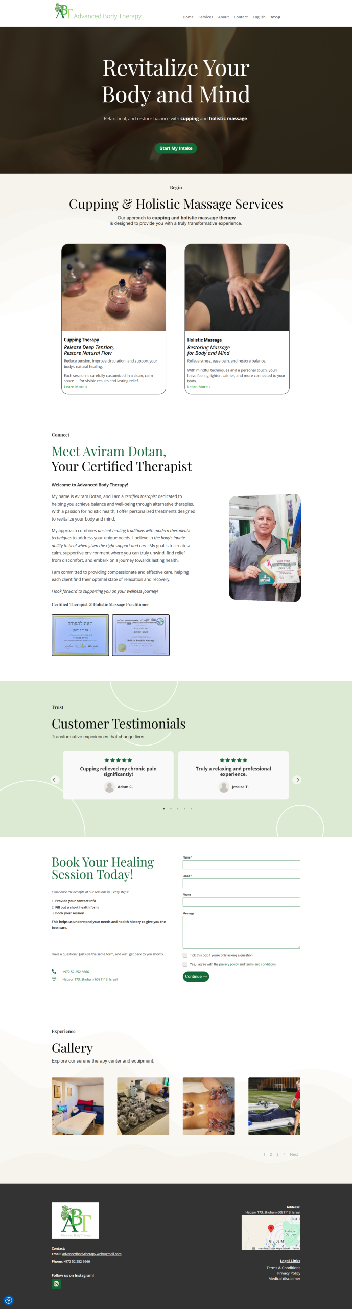 Services Page with FAQ - Advanced Body Therapy