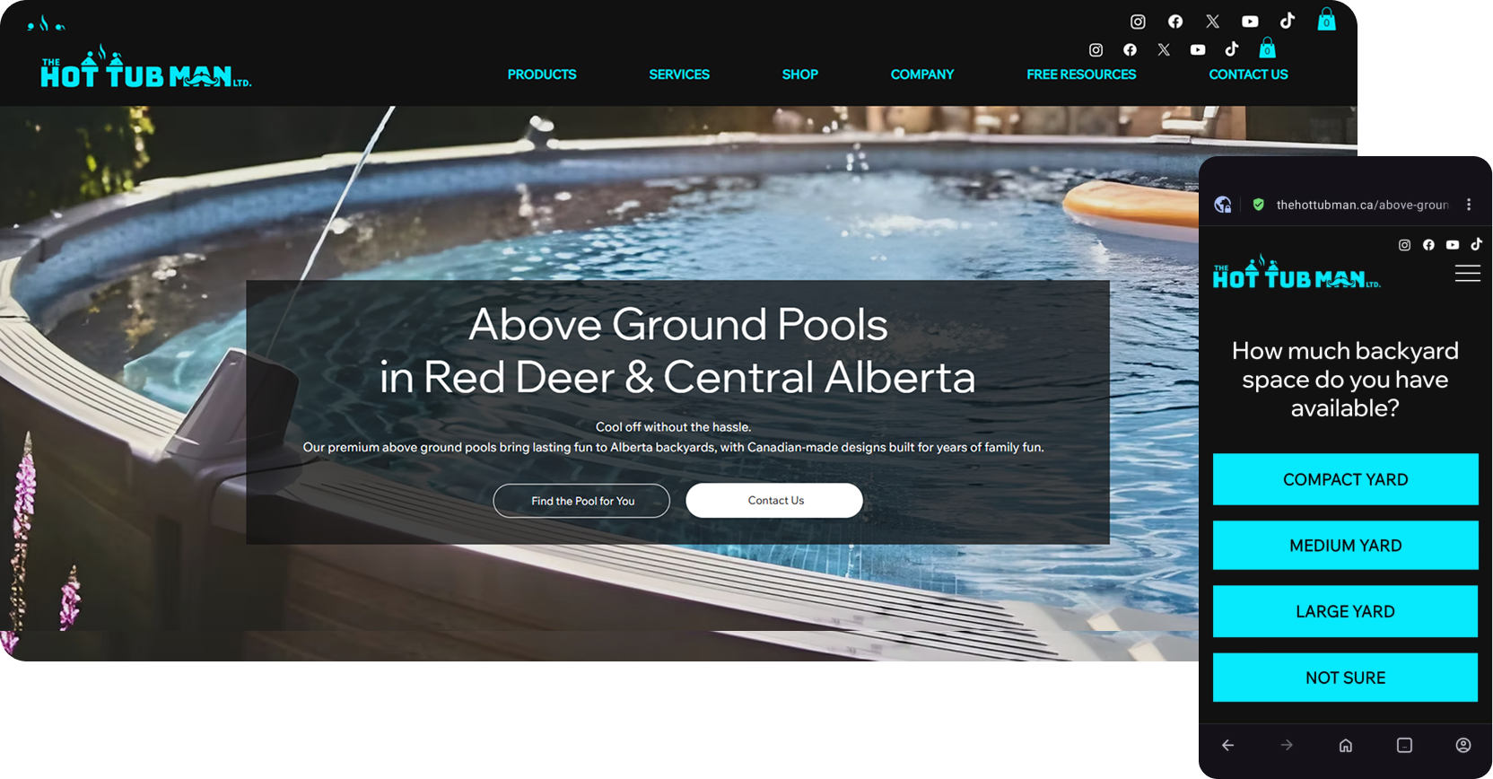 THTM Responsive Image of The Hot Tub Man on desktop and mobile responsive