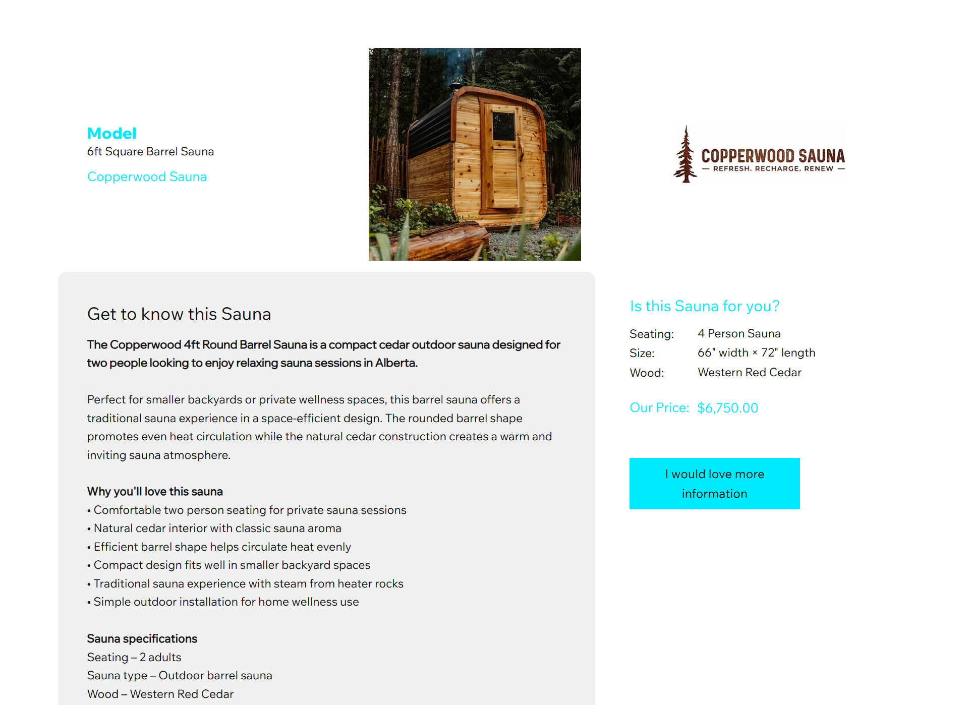 Dynamic Item Page for Saunas - The Hot Tub Man
